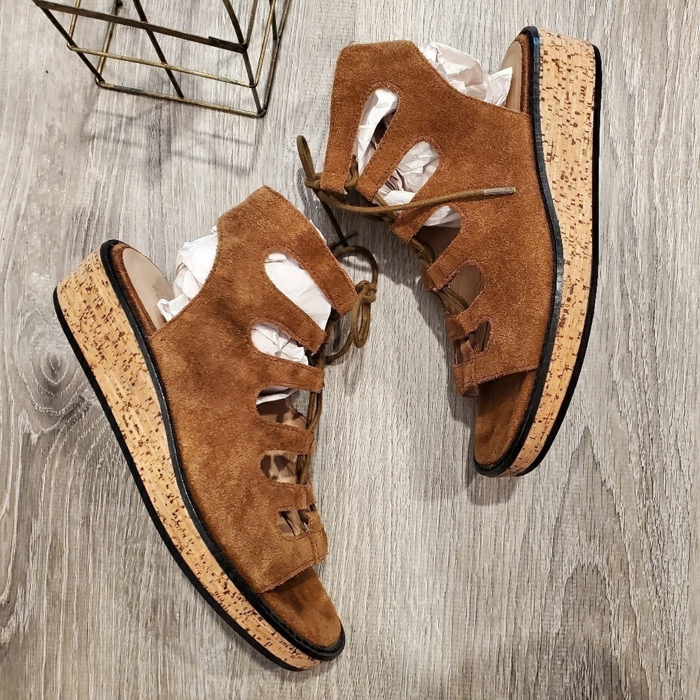 NEW Bettye Muller Lace Up Gladiator Wedge Sandals